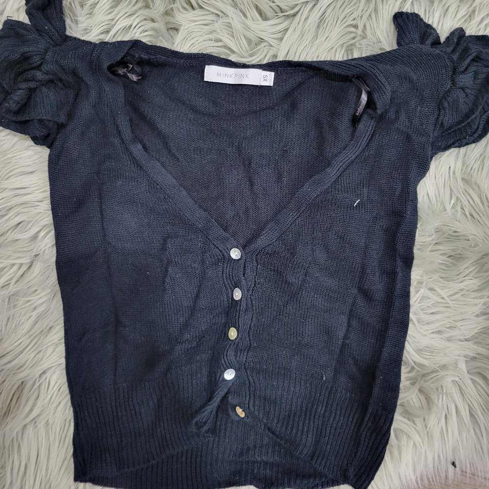 Mink pink ruffled cardigan xs